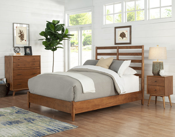 Homeroots Brown Slat Back Solid Wood Queen Bed Frame – Durable, Stylish, And Perfect For A Cozy Bedroom Retreat  Wood 524797