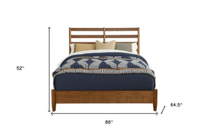 Homeroots Brown Slat Back Solid Wood Queen Bed Frame – Durable, Stylish, And Perfect For A Cozy Bedroom Retreat  Wood 524797