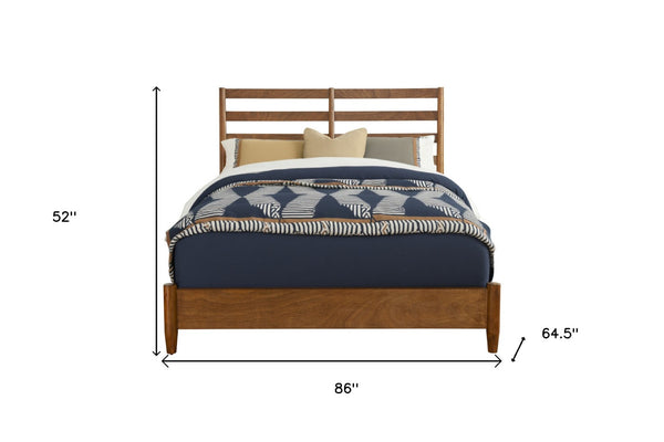 Homeroots Brown Slat Back Solid Wood Queen Bed Frame – Durable, Stylish, And Perfect For A Cozy Bedroom Retreat  Wood 524797