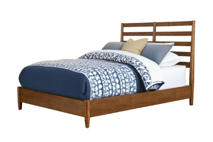 Homeroots Brown Slat Back Solid Wood Queen Bed Frame – Durable, Stylish, And Perfect For A Cozy Bedroom Retreat  Wood 524797