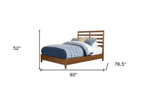 Homeroots Brown Slat Back Solid Wood California King Bed Frame - Elegant Design For Dreamy Sleep Sanctuary  Wood 524798