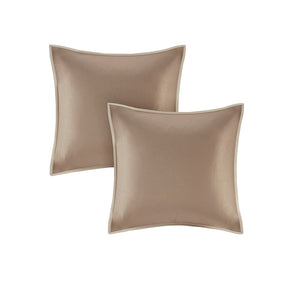English Elm 8 Piece Embroidered Comforter Set - Luxurious Faux Silk Queen Bedding With Decorative Accents B03597011