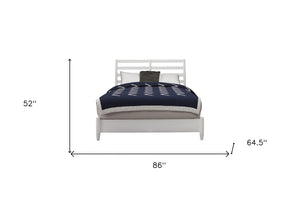 HomeRoots White Slat Back Solid Wood Queen Bed Frame – Timeless Design, Durable Mahogany, Perfect for Any Décor 524800