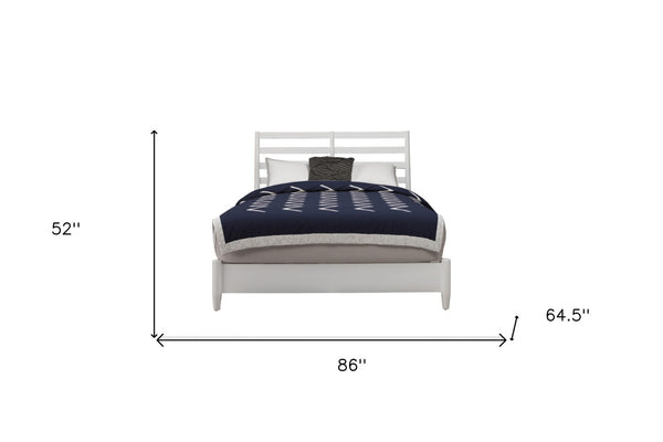 HomeRoots White Slat Back Solid Wood Queen Bed Frame – Timeless Design, Durable Mahogany, Perfect for Any Décor 524800