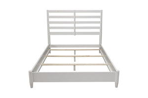 HomeRoots White Slat Back Solid Wood Queen Bed Frame – Timeless Design, Durable Mahogany, Perfect for Any Décor 524800