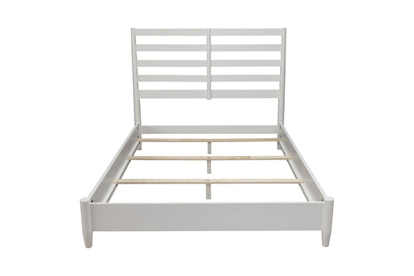 HomeRoots White Slat Back Solid Wood Queen Bed Frame – Timeless Design, Durable Mahogany, Perfect for Any Décor 524800