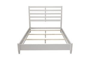 Homeroots White Slat Back Solid Wood California King Bed Frame – Luxurious Comfort & Timeless Craftsmanship  Wood 524801