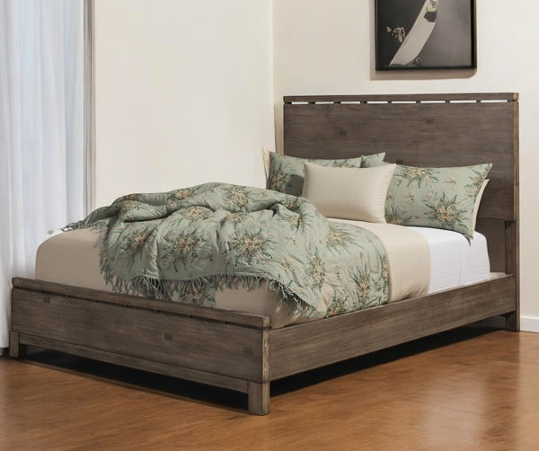 Homeroots Gray Distressed Solid Wood Queen Bed Frame - Stylish Comfort & Durable Design For Your Bedroom Oasis  Wood 524803