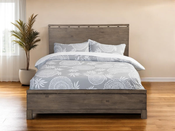 HomeRoots Gray Distressed Wood King Bed Frame – Rustic Charm, Sturdy Support, Perfect for Your Bedroom Retreat! 524805