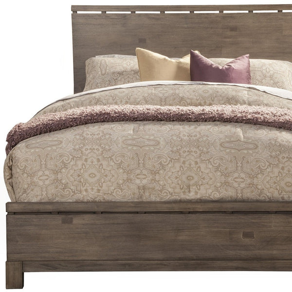 HomeRoots Gray Distressed Wood King Bed Frame – Rustic Charm, Sturdy Support, Perfect for Your Bedroom Retreat! 524805
