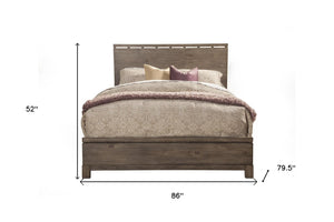 HomeRoots Gray Distressed Wood King Bed Frame – Rustic Charm, Sturdy Support, Perfect for Your Bedroom Retreat! 524805