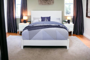 Homeroots White Solid Wood California King Bed Frame  Wood 524807