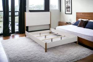Homeroots White Wood Queen Bed Frame  Wood 524809