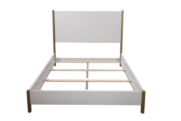 Homeroots White Wood Queen Bed Frame  Wood 524809