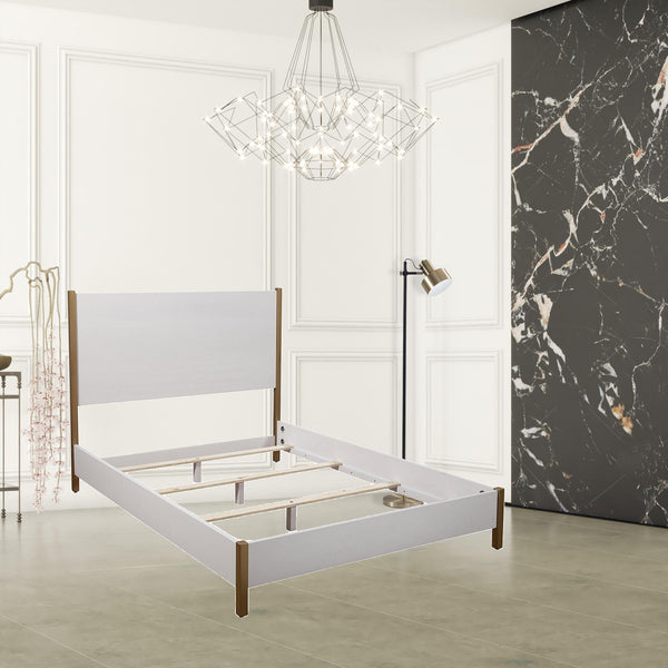 Homeroots White Wood Queen Bed Frame  Wood 524809