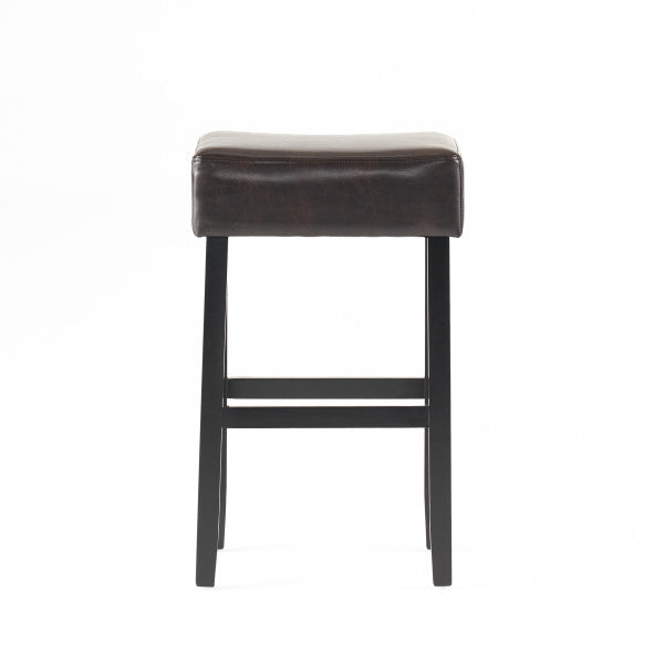 English Elm Christopher Knight Home® - [OLD Set of 2 30" Backless Faux Leather Counter Height Barstool Brown — Transitional 2-Pack Durable Upholstery 74504.00PU