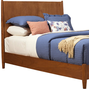 Homeroots Brown Solid Wood Queen Bed Frame - Stylish Mid-century Design For A Cozy And Inviting Bedroom Retreat  Wood 524812