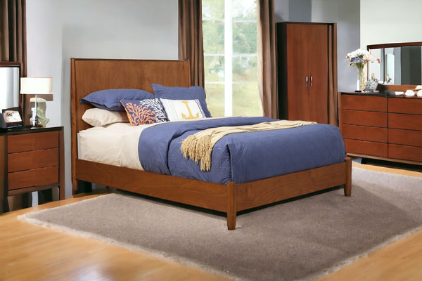 Homeroots Brown Wood King Bed Frame  Wood 524814