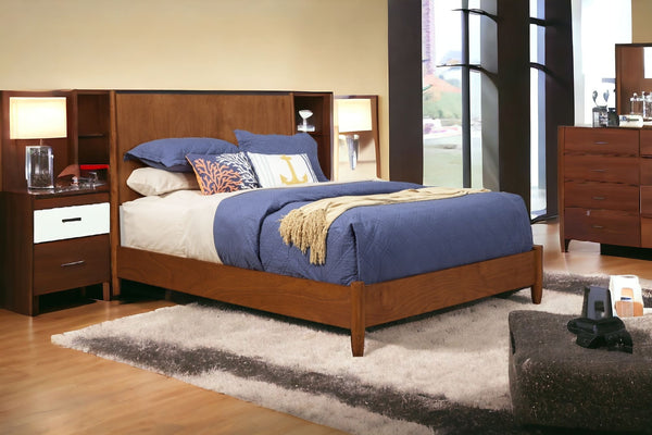 Homeroots Brown Wood King Bed Frame  Wood 524814