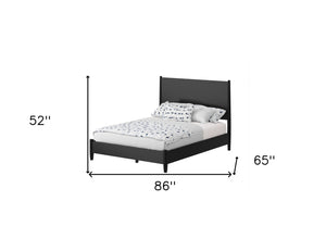 HomeRoots Black Solid Mahogany Queen Bed Frame - Timeless Mid-Century Modern Design for Stylish Bedrooms 524815