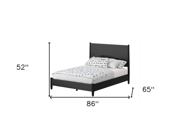 HomeRoots Black Solid Mahogany Queen Bed Frame - Timeless Mid-Century Modern Design for Stylish Bedrooms 524815