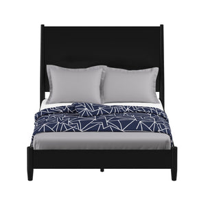 HomeRoots Black Solid Mahogany Queen Bed Frame - Timeless Mid-Century Modern Design for Stylish Bedrooms 524815