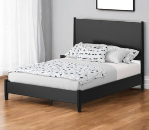 HomeRoots Black Solid Mahogany Queen Bed Frame - Timeless Mid-Century Modern Design for Stylish Bedrooms 524815
