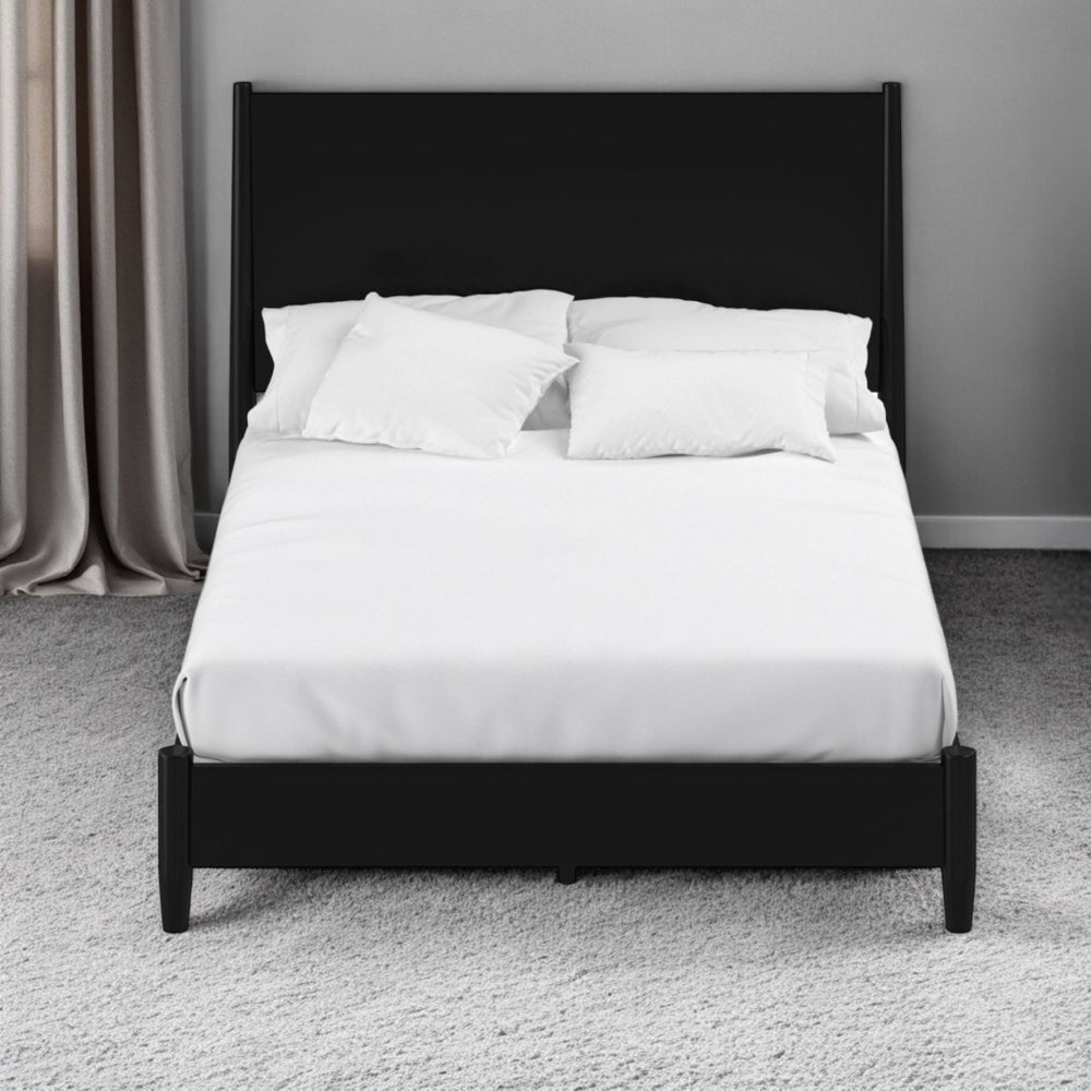HomeRoots Black Solid Wood King Bed Frame - Stylish Durability with Modern Finish for Ultimate Bedroom Elegance 524817