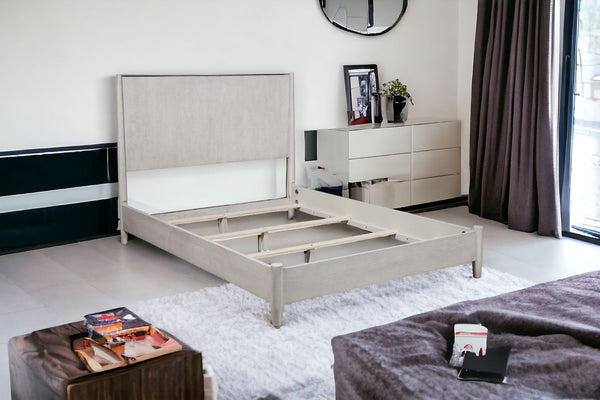 Homeroots Gray Wood California King Bed Frame  Wood 524819