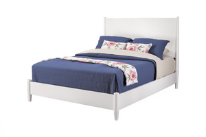 Homeroots White Solid Wood Queen Bed Frame - Stylish Mid-century Design For A Cozy And Inviting Bedroom Retreat  Wood 524821
