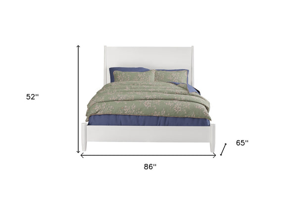 Homeroots White Solid Wood Queen Bed Frame - Stylish Mid-century Design For A Cozy And Inviting Bedroom Retreat  Wood 524821