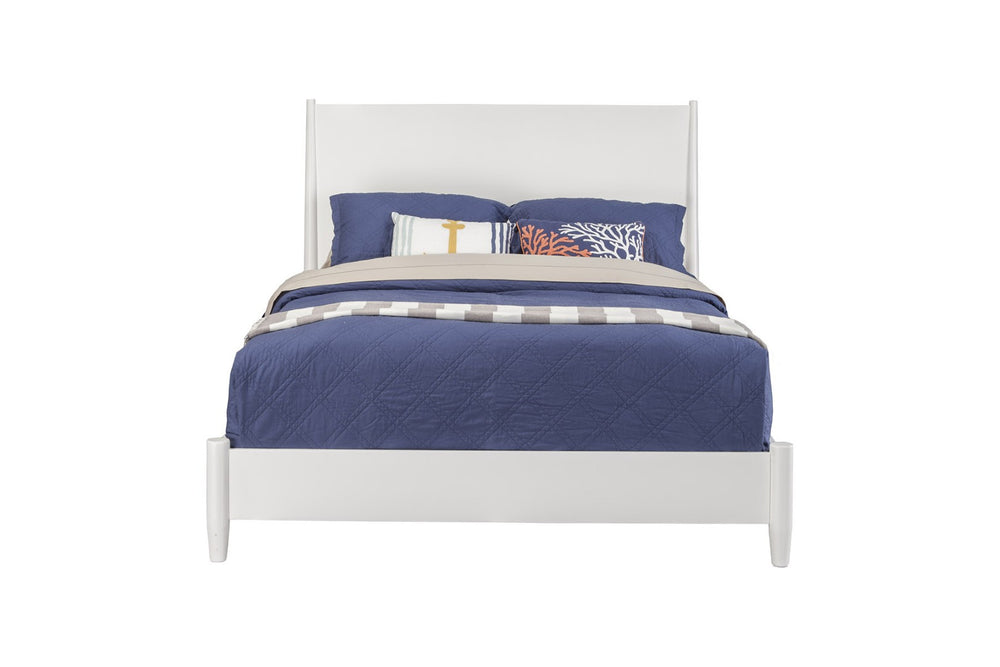HomeRoots White Solid Wood California King Bed Frame - Mid-Century Modern Design for Tall Sleepers, Sturdy Support 524822