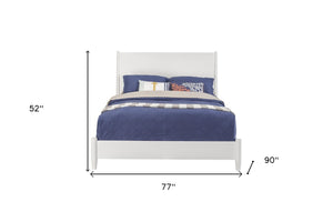 HomeRoots White Solid Wood California King Bed Frame - Mid-Century Modern Design for Tall Sleepers, Sturdy Support 524822