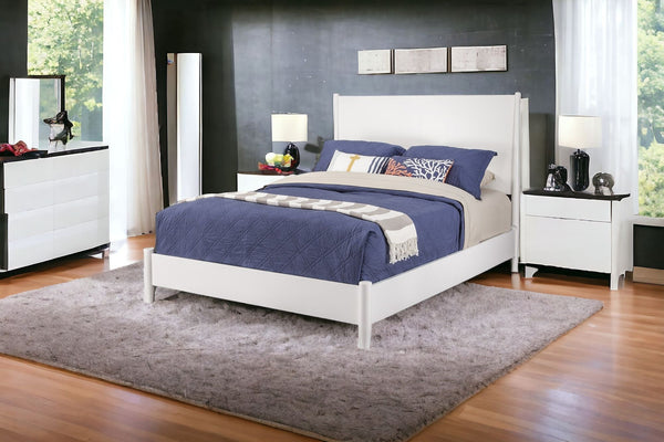 Homeroots White Wood King Bed Frame  Wood 524823