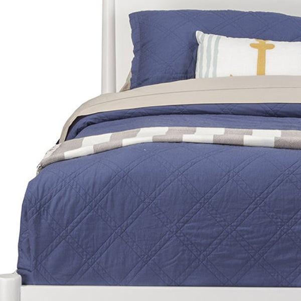 HomeRoots White Elegant Solid Wood King Bed Frame - Mid-Century Modern Design, Durable & Unique Finish 524823