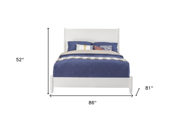 HomeRoots White Elegant Solid Wood King Bed Frame - Mid-Century Modern Design, Durable & Unique Finish 524823