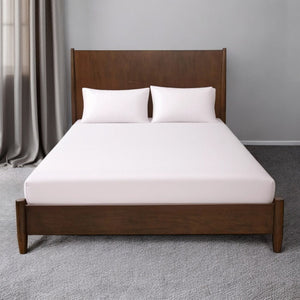 HomeRoots Walnut Solid Wood King Bed Frame – Mid-Century Modern Design for Timeless Style and Comfort 524826