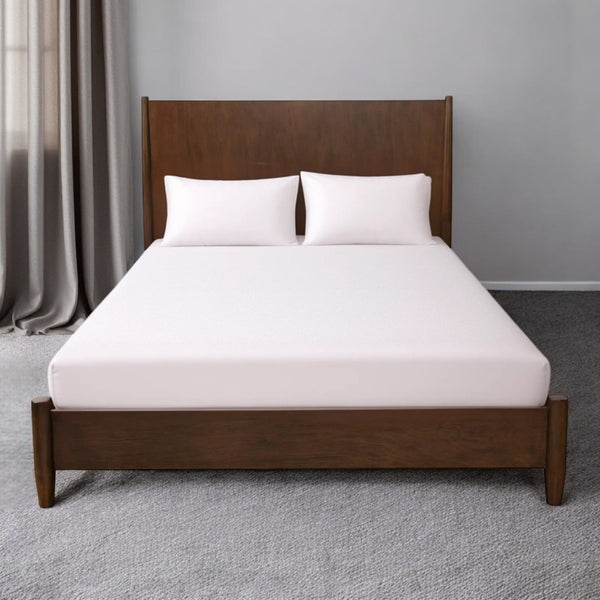 HomeRoots Walnut Solid Wood King Bed Frame – Mid-Century Modern Design for Timeless Style and Comfort 524826