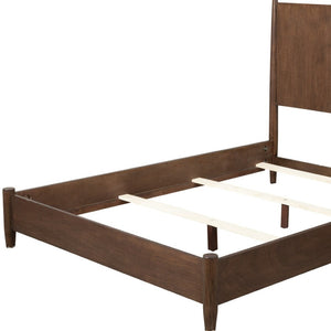 HomeRoots Walnut Solid Wood King Bed Frame – Mid-Century Modern Design for Timeless Style and Comfort 524826