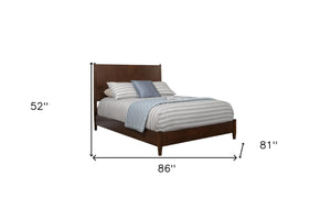 HomeRoots Walnut Solid Wood King Bed Frame – Mid-Century Modern Design for Timeless Style and Comfort 524826