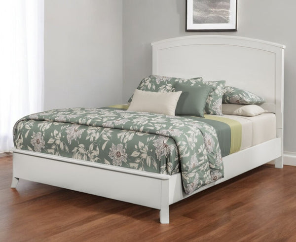 HomeRoots White Solid Wood California King Bed Frame – Stylish, Durable & Elevated Design for Ultimate Comfort 524827