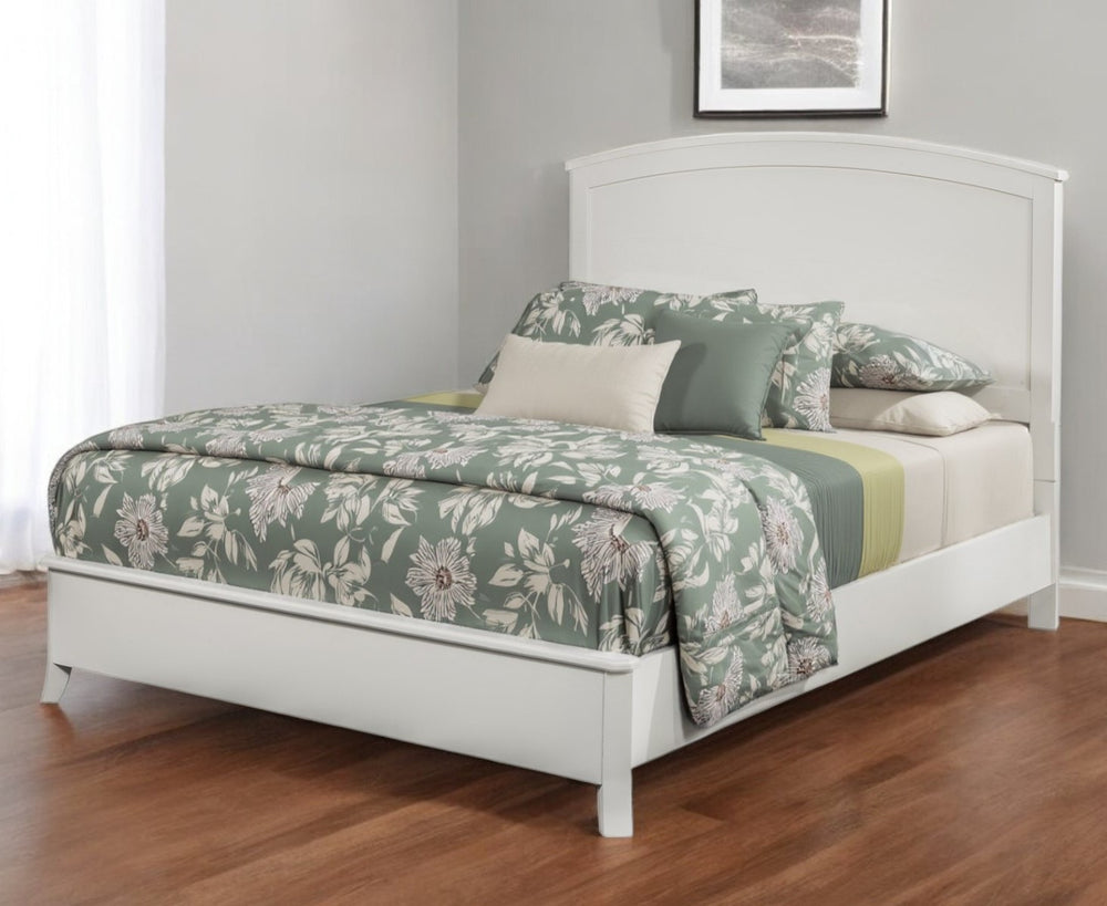 Homeroots White Solid Wood King Bed Frame - Luxurious Design For Ultimate Comfort & Stylish Bedroom Oasis  Wood 524828