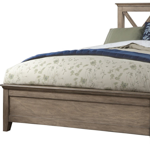 Homeroots Brown Cross Back Solid Wood Full Bed Frame - Luxurious Comfort & Stylish Design For Your Bedroom Oasis  Wood 524829