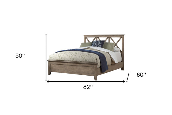 Homeroots Brown Cross Back Solid Wood Full Bed Frame - Luxurious Comfort & Stylish Design For Your Bedroom Oasis  Wood 524829