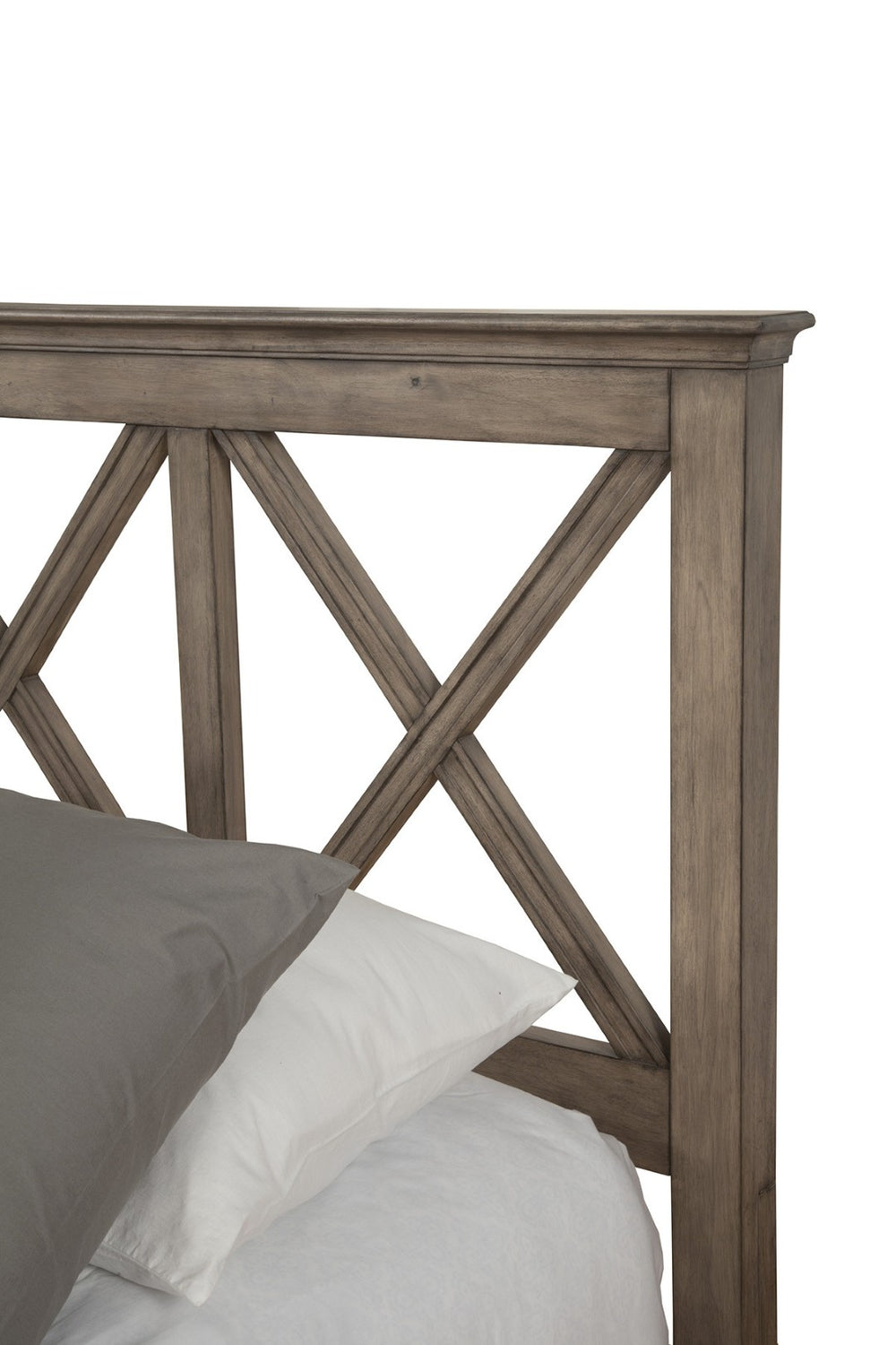 HomeRoots Brown Solid Wood Full Bed Frame with Cross-Back Headboard - Timeless Mahogany Design for Comfort 524829