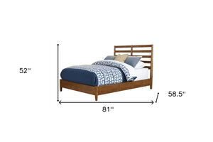 Homeroots Brown Slat Back Solid Wood Full Bed Frame - Crafted For Comfort, Style & Lasting Durability In Your Home  Wood 524830
