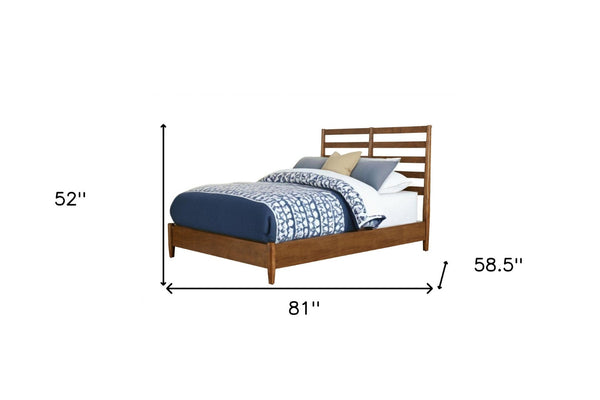 Homeroots Brown Slat Back Solid Wood Full Bed Frame - Crafted For Comfort, Style & Lasting Durability In Your Home  Wood 524830