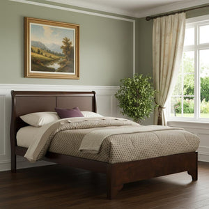 HomeRoots Brown Wood California King Bed Frame - Elegant Design, Durable Construction, Complete Your Bedroom Oasis! 524835
