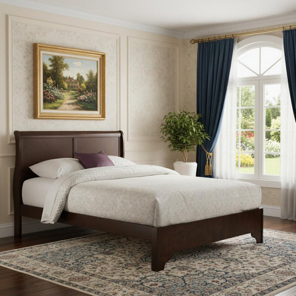 HomeRoots Brown Wood King Bed Frame - Elegant Design, Sturdy Construction & Warm Finish for Timeless Decor 524836