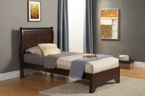 HomeRoots Brown Wood Twin Bed Frame - Elegant Design, Solid Construction, Easy Assembly & Timeless Style for Your Bedroom 524839